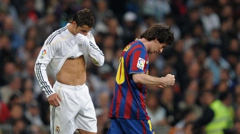 Messi festeja uno de sus goles frente al Real Madrid de Cristiano.