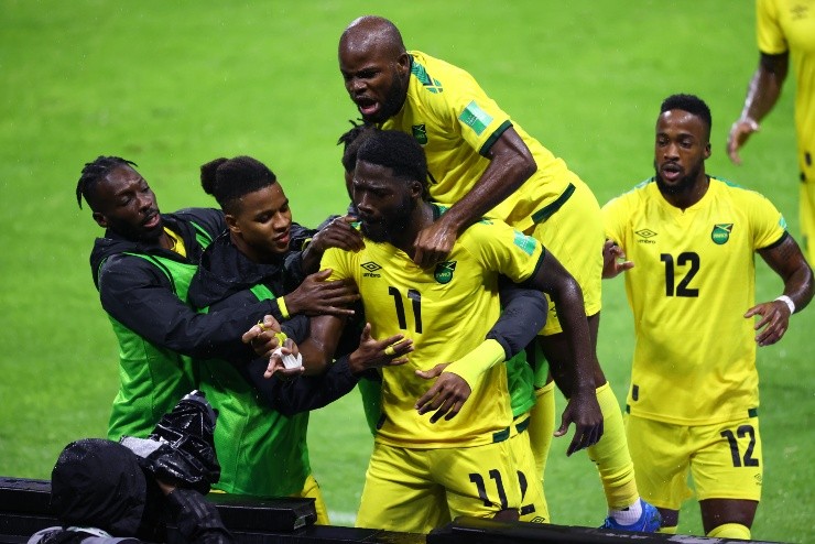 Jamaica celebra un gol. Copa Oro 2021. (Getty Images)