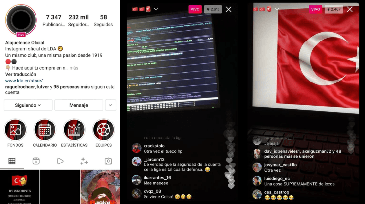 Así lucía el IG de Alajuelense esta mañana