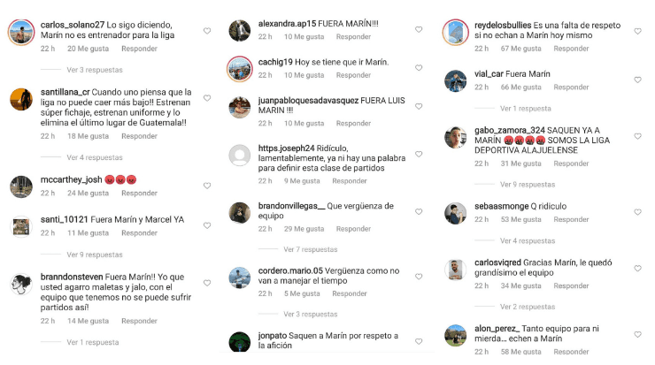 Comentarios en el IG de LDA (LDA Instagram)