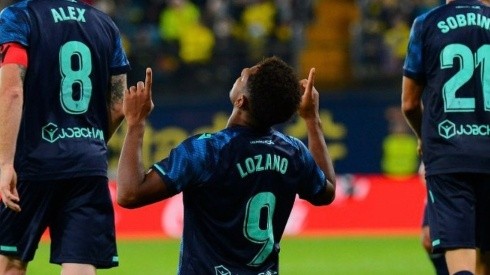 Choco Lozano celebra su gol (Cádiz CF)