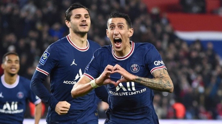 Ángel Di María celebra el segundo gol del PSG ante el Lille (Getty)