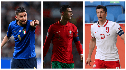 Jorginho, Cristiano Ronaldo y Robert Lewandowski, tres nominados al Balón de Oro que están en el repechaje y podrían perderse el próximo Mundial.