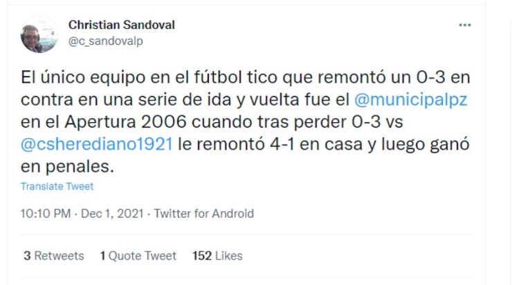 Dato tomado del twitter de Cristian Sandoval