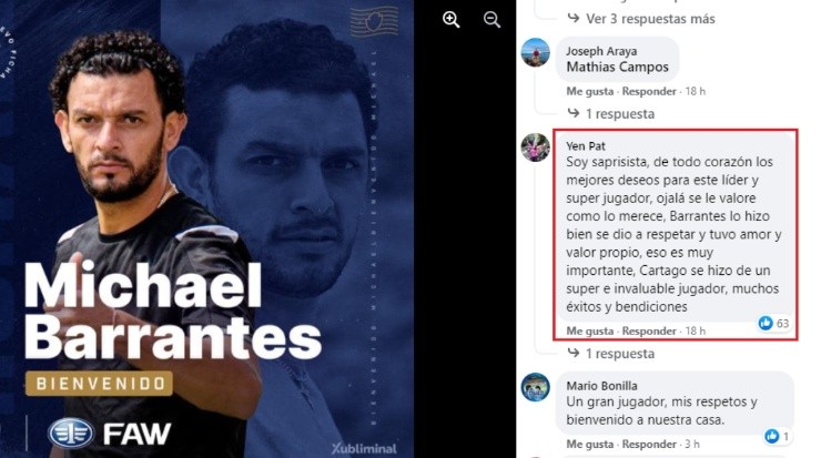 Comentarios de aficionados saprissistas tras la salida de Barrantes (Facebook)