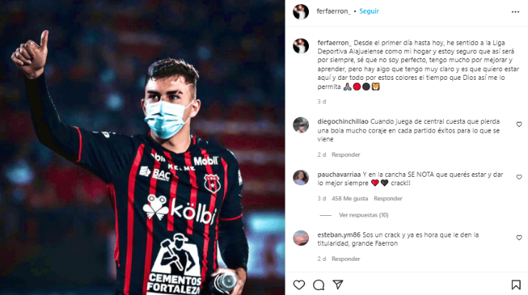 Mensaje de Fernán Faerrón este lunes (Fernán Faerrón, Instagram)