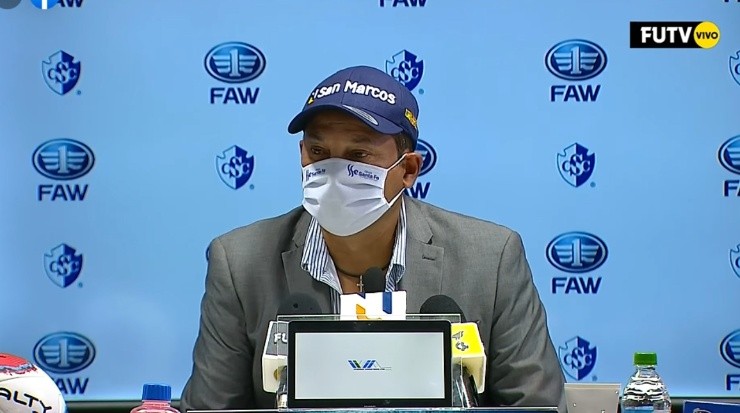 Jeaustin Campos en conferencia de prensa luego de la derrota ante Cartaginés el domingo anterior (FUTV)