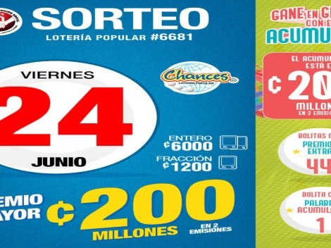 ◉ Chances de Costa Rica de HOY: sorteo, resultados y números ganadores viernes 24 de junio | Lotería Costa Rica Premio Mayor ¢200 millones