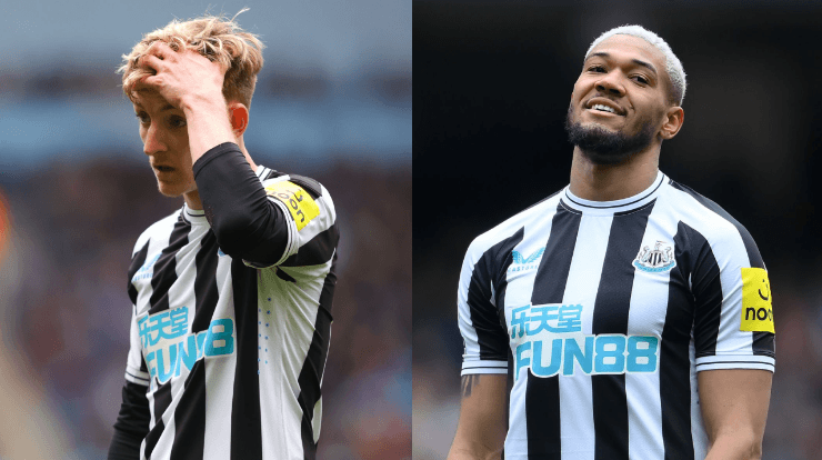 Gordon y Joelinton, las dos bajas sensibles que sufrirá el Newcastle ante el Nottingham de Keylor Navas (Foto: Getty).