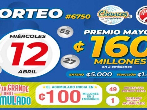 ◉ Chances de Costa Rica de HOY: sorteo, resultados y números ganadores del miércoles 12 de abril | Lotería Costa Rica Premio Mayor ¢160 millones
