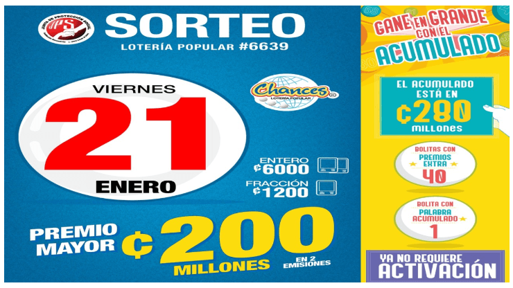 ◉ Chances de Costa Rica de HOY: sorteo, resultados y números ganadores viernes 21 de enero | Lotería Costa Rica Premio Mayor ¢200 millones.