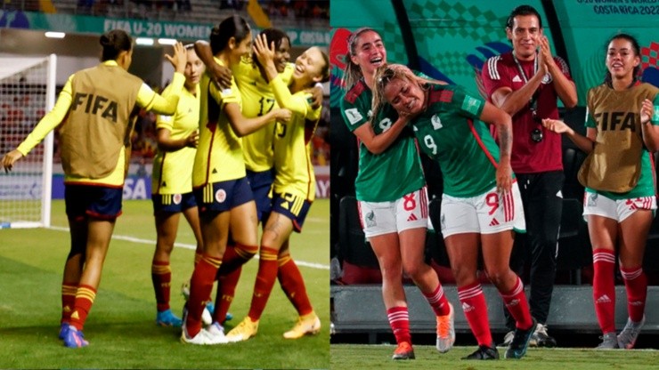 La selecciones de Colombia (izq.) y México (der.) consiguieron clasificar a cuartos de final del Mundial femenino Sub 20.