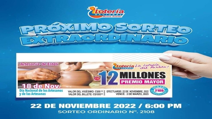 ◉ Lotería Nacional de Nicaragua de HOY: sorteo, resultados y números ganadores martes 22 de noviembre | Lotería Nica Premio Mayor 12 millones.