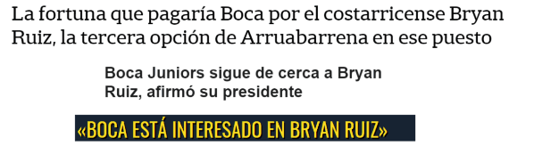 Diferentes titulares evidencian el interés que Ruiz despertaba en Boca Juniors
