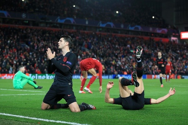 Morata festeja el gol que eliminó al Liverpool en octavos de final de la Champions League. (Fuente: Getty)