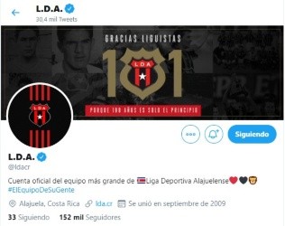 Cuenta oficial de Twitter del Alajuense Cuenta oficial de Twitter del Alajuense