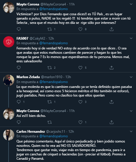 Algunos comentarios que recibió Palomo en su Twitter.
