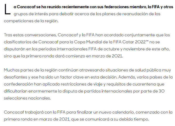Concacaf confirmó la suspensión mediante un comunicado en su página web.