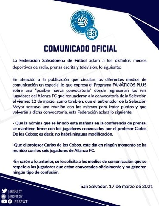 Comunicado / FESFUT