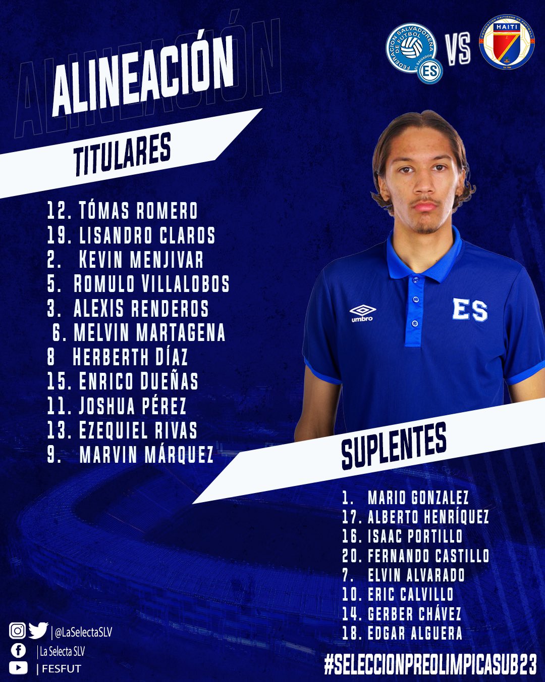 La alineación de El Salvador para enfrentar a Haití (Foto: Fesfut)