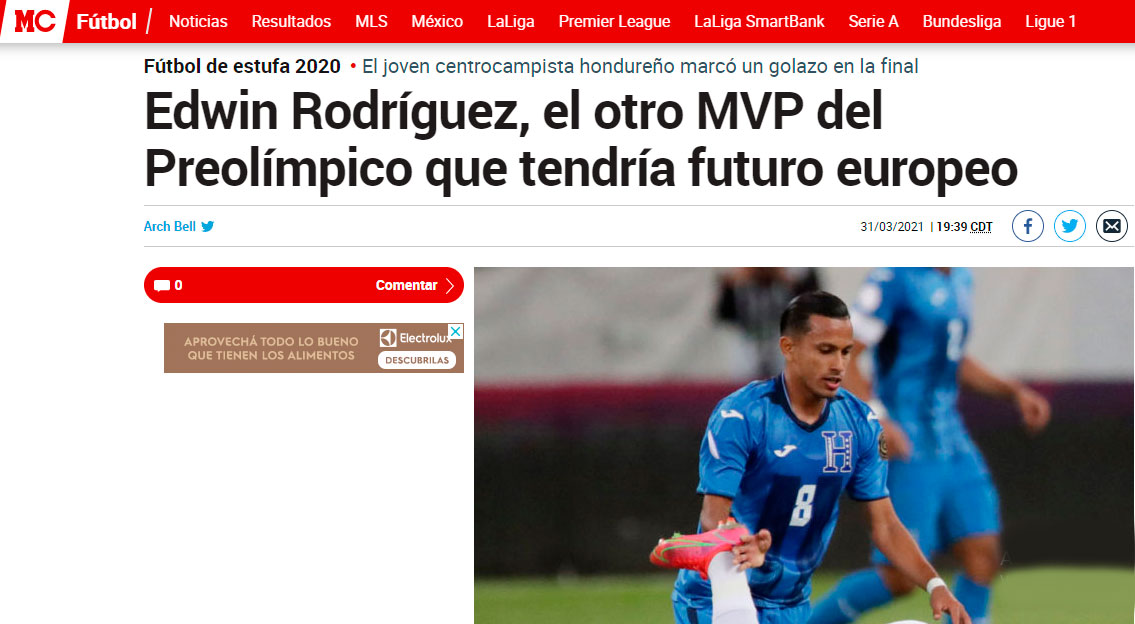 Diario Marca se rinde ante Honduras por su nivel en el Preolímpico.
