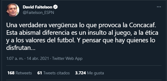David Failteson y su molestia con la Concacaf / Foto: Faitelson Twitter