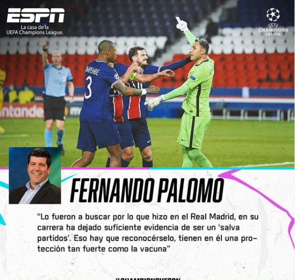 Fernando Palomo y un mensaje para Keylor / Instagram ESPN