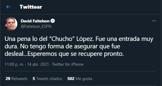 David Faitelson lamentó la entrada al Chucho López / Twitter Faitelson