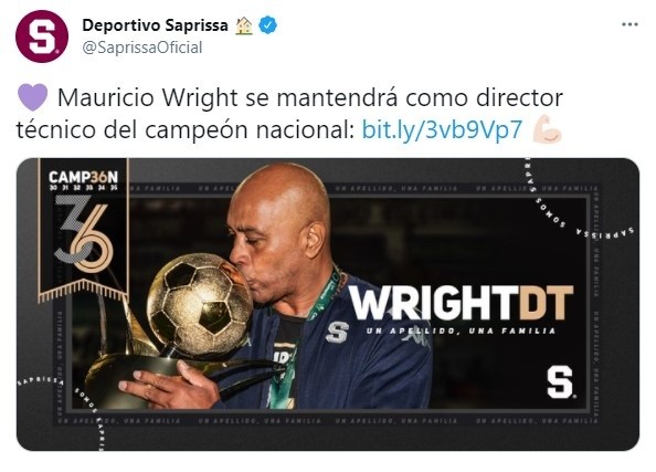 Saprissa confirmado a Mauricio Wright como su entrenador de cara al Apertura 2021