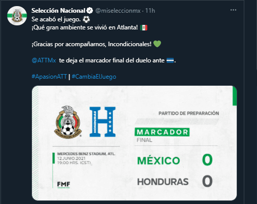 Honduras empate en amistoso con México  Twitter / miseleccionmx