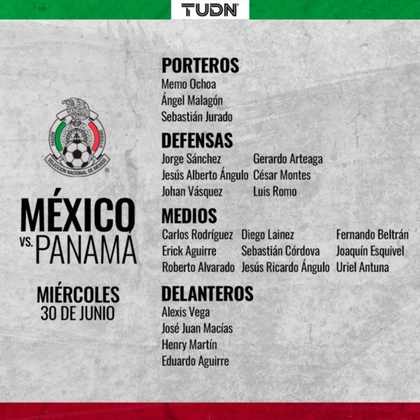 Convocatoria de México para enfrentar a Panamá / Foto: TUDN