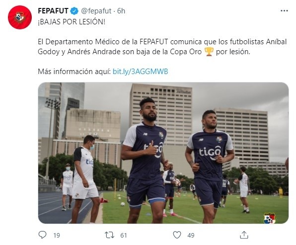 Fepafut reportando las bajas de Godoy y Andrade