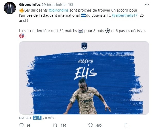 ¿Alberth Elis al Girondis de Burdeos? L&#039;Equipe y Girdondinfos, medio partidario, indican que está cerca