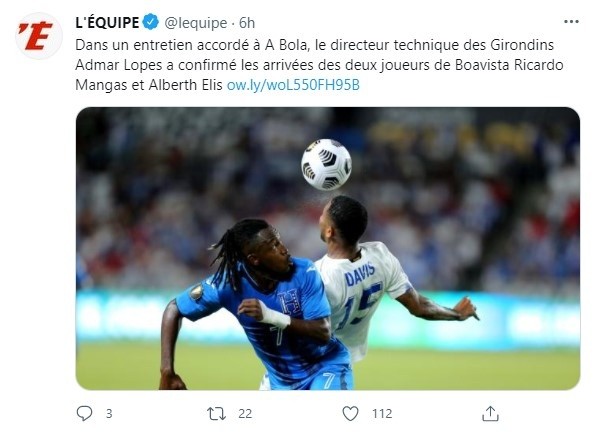 L&#039;Equipe se hace eco de las declaraciones en A Bola sobre futuro de Alberth Elis