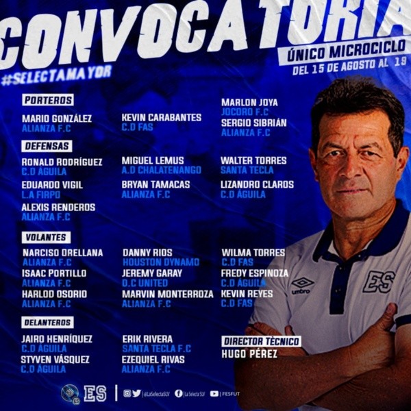 La convocatoria de Hugo Pérez para el amistoso de La Selecta contra Costa Rica (Foto: Fesfut)