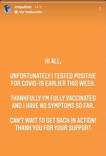 Publicación de Pulisic en Instagram