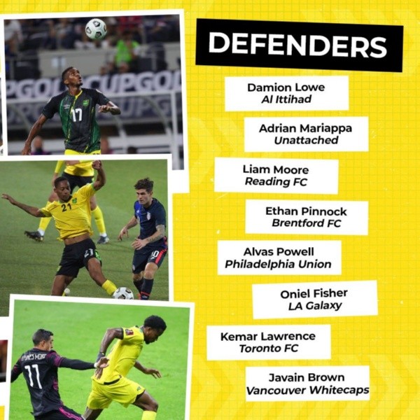 Los defensores convocados por Jamaica para esta ventana FIFA (Foto: JFF)