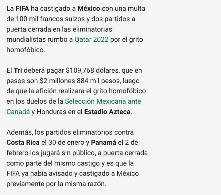 FIFA sancionó a la Selección de México