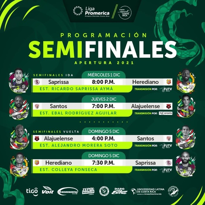 Calendario de semifinales (Unafut)