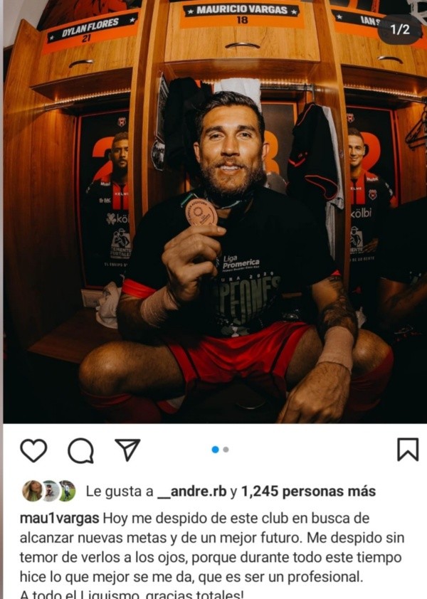 Mau Vargas se despidió así de la afición rojinegra (LDA Oficial)