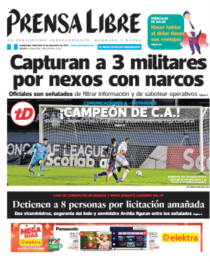 La portada de Prensa Libre de este 15 de diciembre