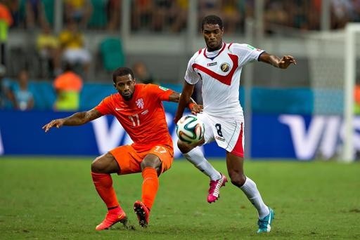 Dave Myrie con la Selección de Costa Rica en el Mundial de Brasil 2014