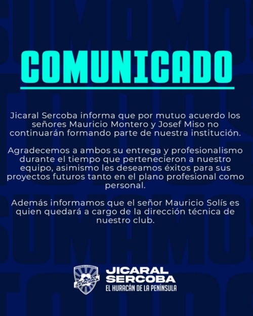 Comunicado oficial (Jicaral Sercoba Oficial)