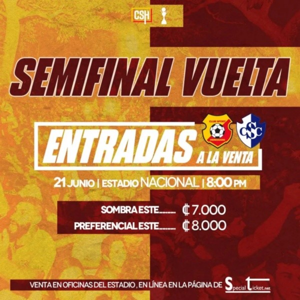Anuncio de venta de boletos para juego de vuelta ante Cartaginés (CSH)