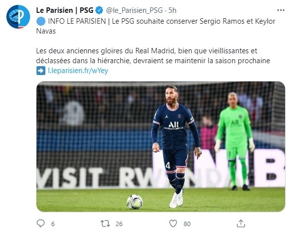 Le Parisien asegura que el PSG desea mantener tanto a Keylor Navas como a Sergio Ramos