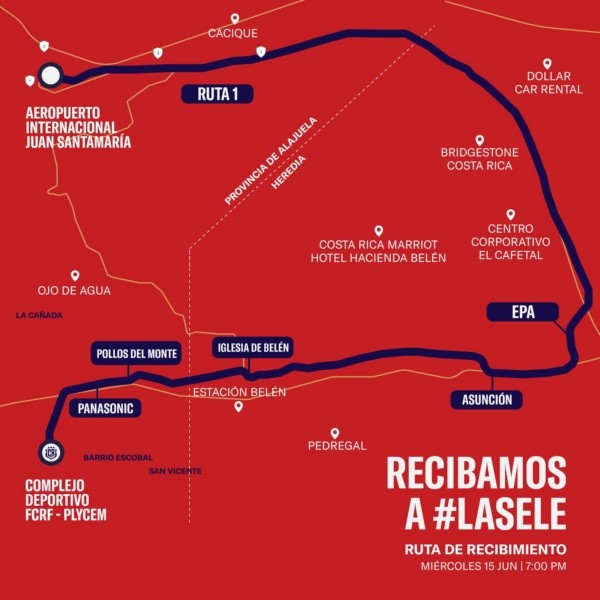 Recorrido de la caravana de La Sele (Fedefut CRC)