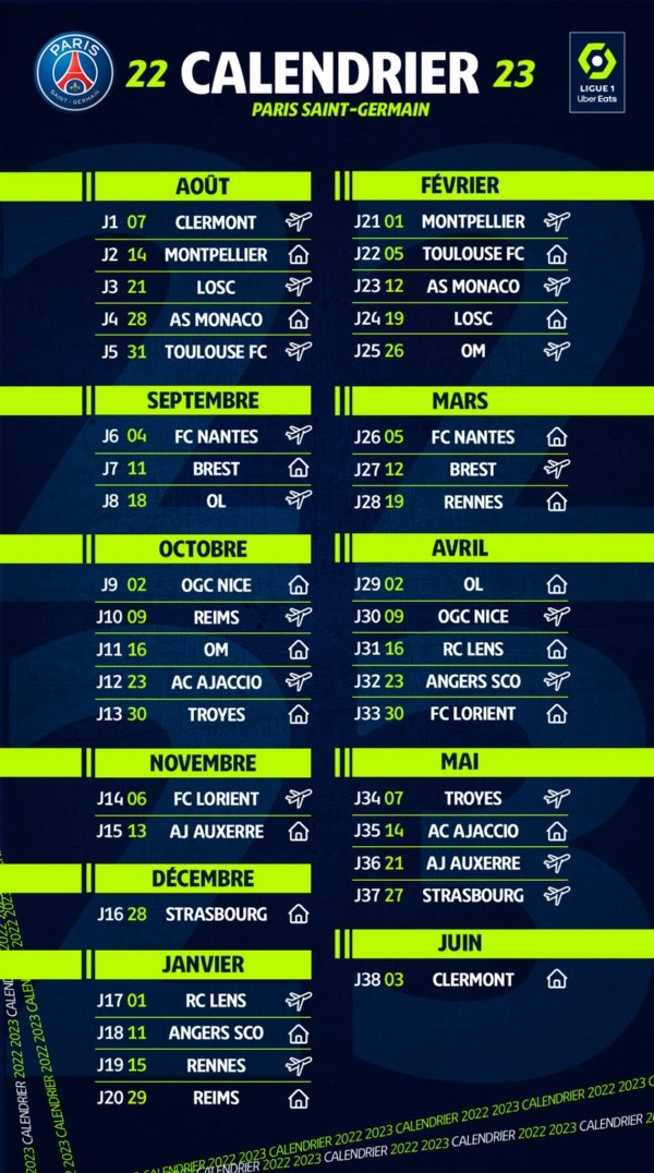 El calendario del PSG para la temporada 2022-23 de la Ligue 1 (Foto: Ligue 1)