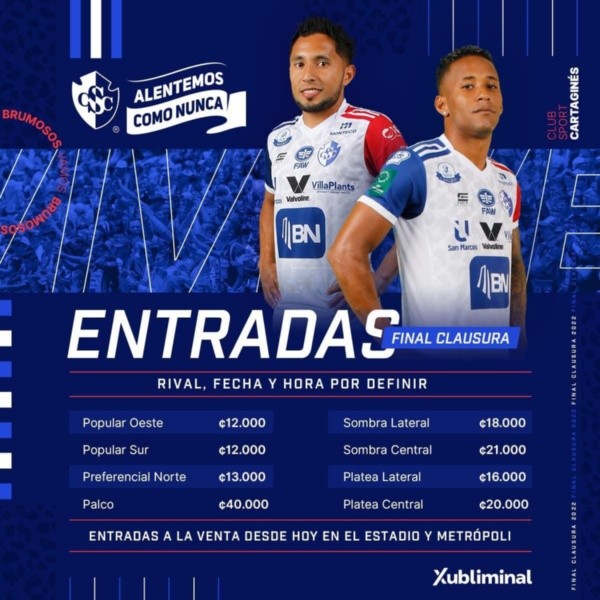 Cartaginés ya puso a la venta sus entradas (CSC)