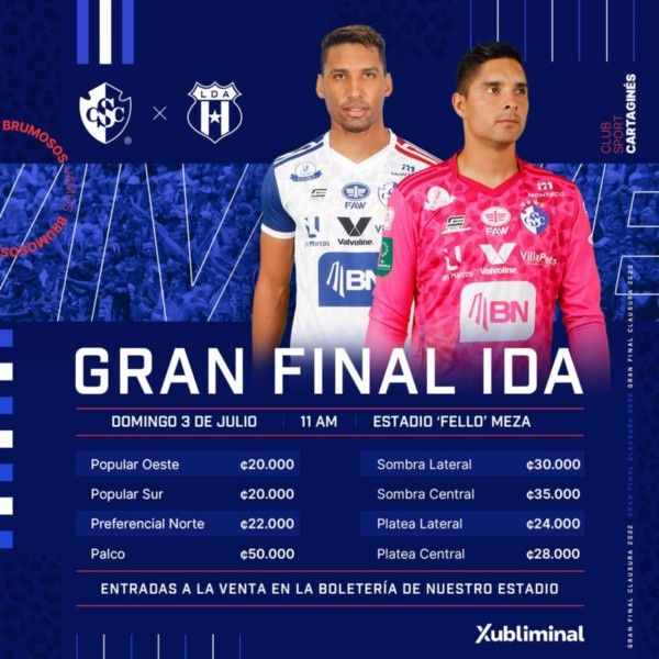 Sin pensarlo mucho, Cartaginés ya puso a la venta las entradas para este domingo (CSC)