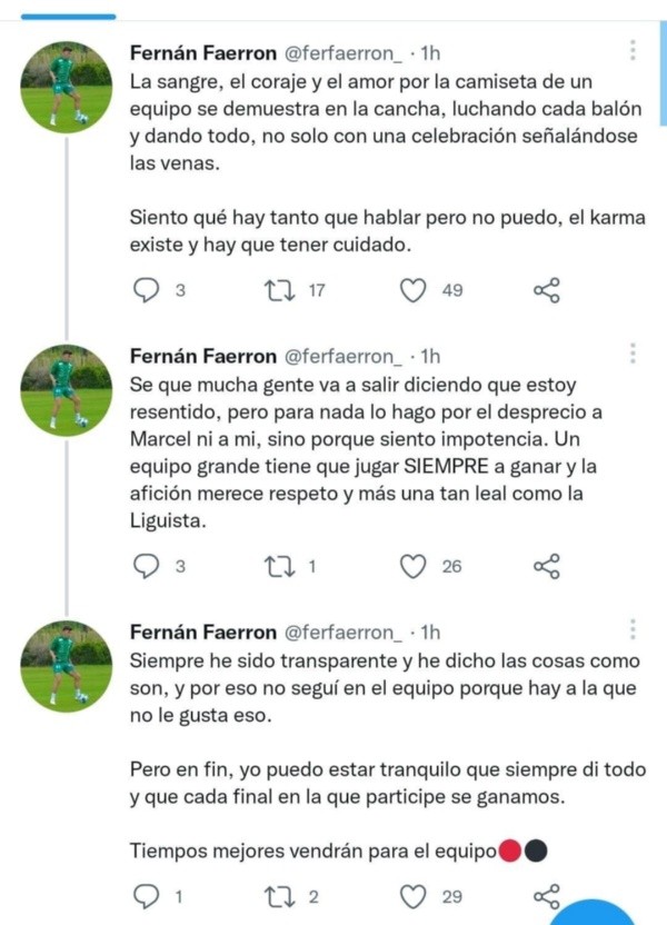 Mensaje de Faerrón contra LDA.